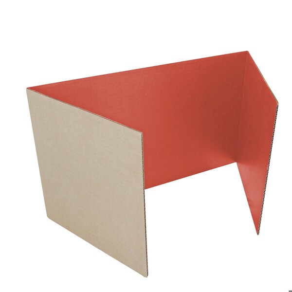 12in X 48in  Red Corrugated Study Carrel 5/32in, 12PK